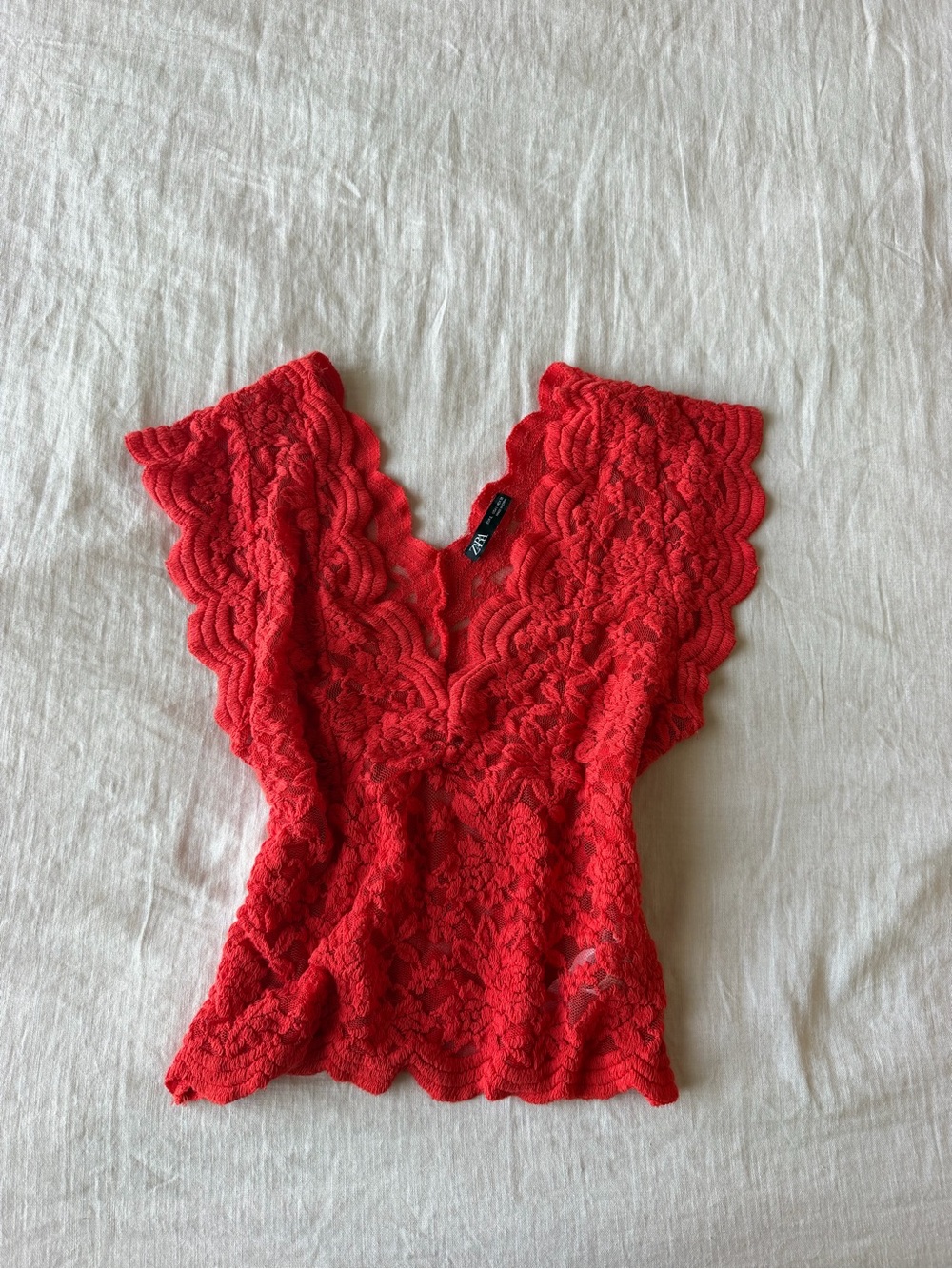 Red lace Zara top
